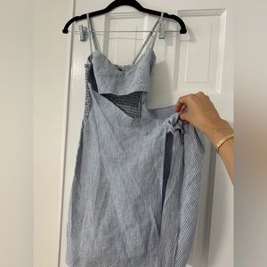 Reformation Seersucker Blue Mini Dress - Size 0